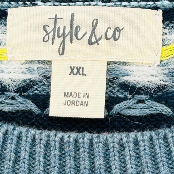 NWT Style & Co Fair Isle Sweater Size XXL Crewneck Long Sleeve Knit Pullover - Picture 8 of 11